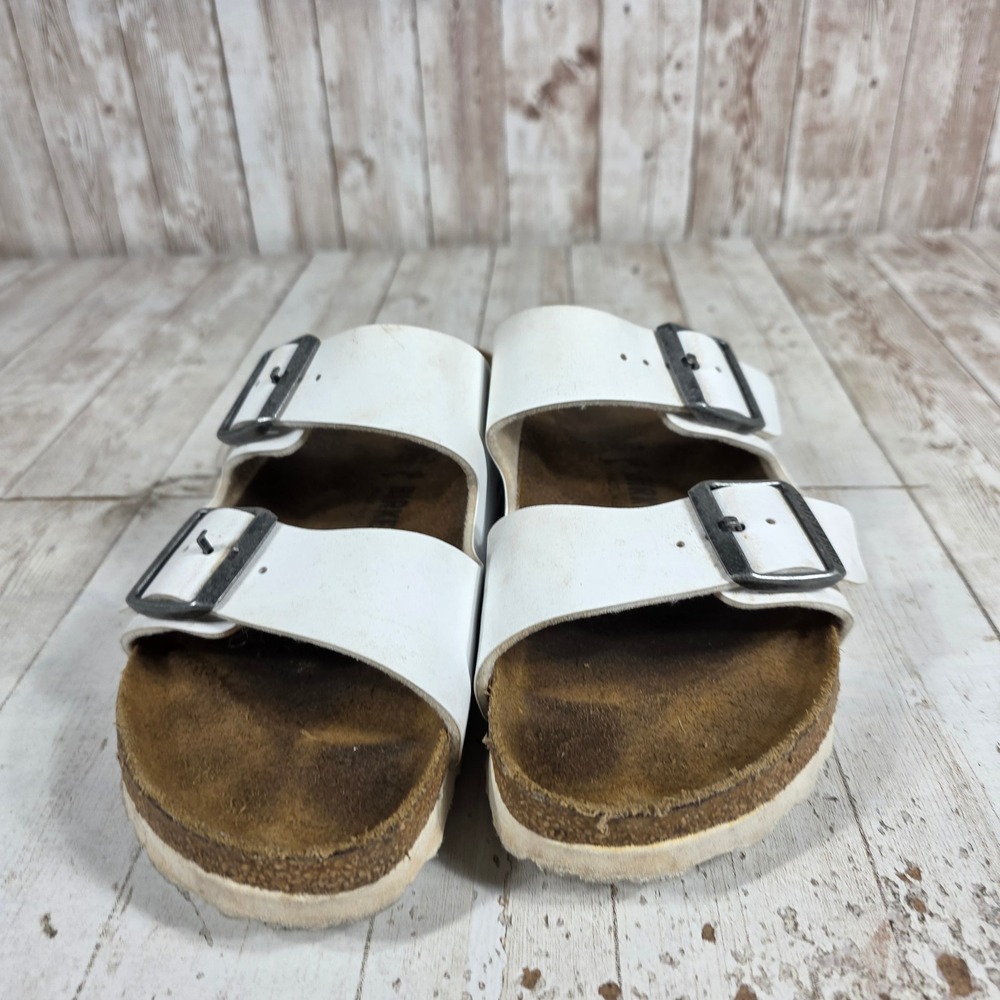 Birkenstock Arizona White Birko-Flor Sandals EU 37 US Women 6-6.5 Cork Slide - Picture 6 of 6